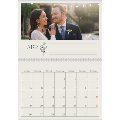 Fotokalender A4 doppelt (30 x 40 cm) — Blühende Initialen [April]