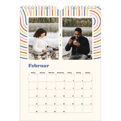 Fotokalender A4 (20 x 30 cm) — Retro-Streifen [Februar]