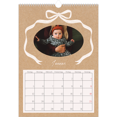 A3 Jahreskalender — Kraftpapier und Schleife [Januar]