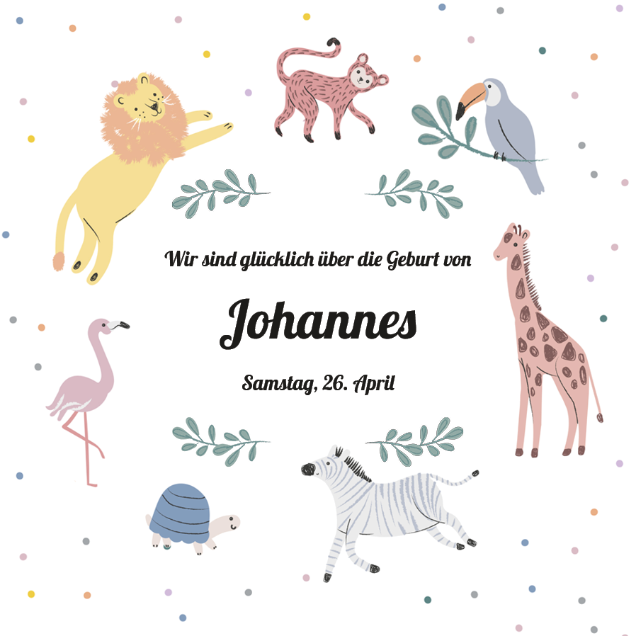 Einladungskarten — Verspielte Safari