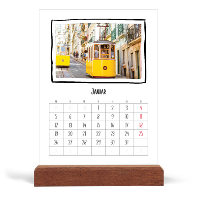 Tischkalender mit Holzfuß Hochformat  — Scrapbook-Schnappschüsse [Januar]