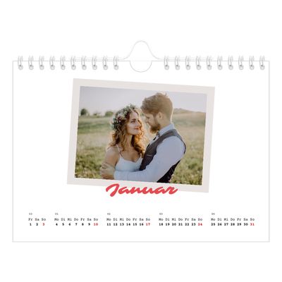 Fotokalender A5 — Karminrote Signatur [Januar]