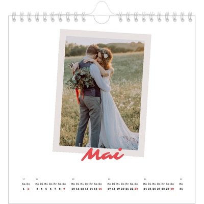 Jahreskalender Quadratisch — Karminrote Signatur [Mai]