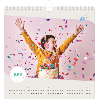 Jahreskalender Quadratisch — Kultiger Geburtstag [April]