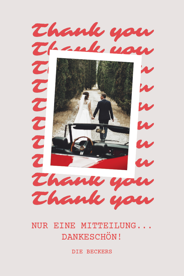 Dankeskarten — Karminrote Signatur