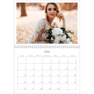 Fotokalender A4 doppelt (30 x 40 cm) — Kobalt Klassik [April]