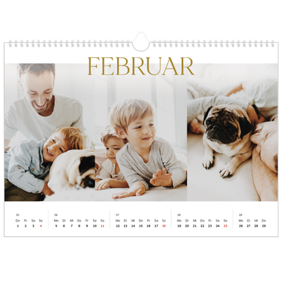 Fotokalender A3 — Großer goldener Text [Februar]