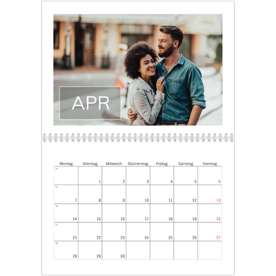 Fotokalender A4 doppelt (30 x 40 cm) — Datumsfeld-Overlay [April]