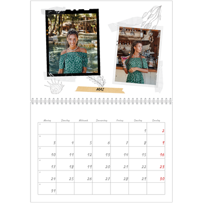 Fotokalender A4 doppelt (30 x 40 cm) — Scrapbook-Flair [Mai]