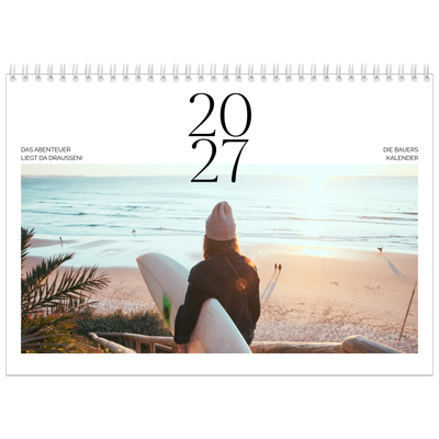 Fotokalender A4 doppelt (30 x 40 cm) — Surfen bei Sonnenuntergang [deckblatt]