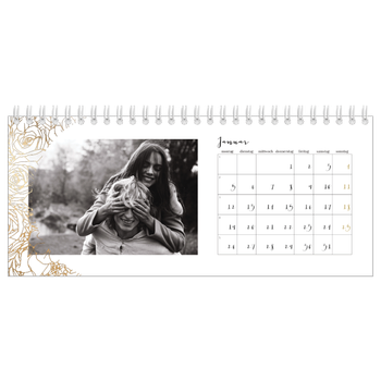 Tischkalender — Goldene Blumenverzierung