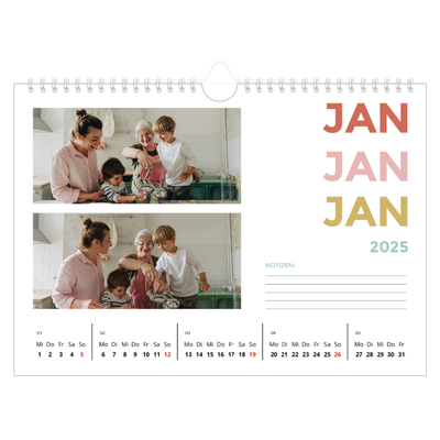 Fotokalender A4 — Bunte Schrift [Januar]