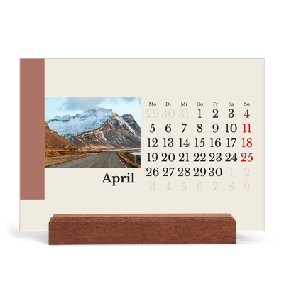 Tischkalender mit Holzfuß Querformat  — Sehenswürdigkeiten der Welt [April]