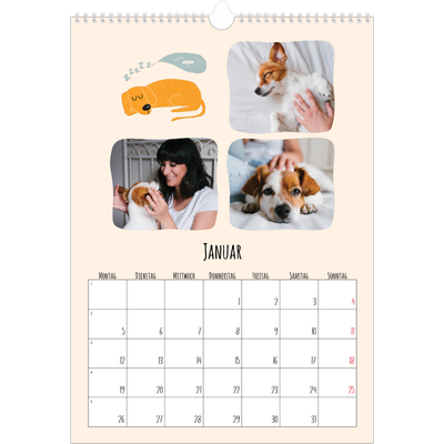 A3 Jahreskalender — Hunde und Kritzeleien [Januar]