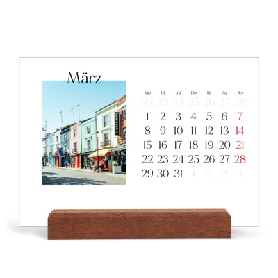 Tischkalender mit Holzfuß Querformat  — Mein Reisebericht [Marsch]