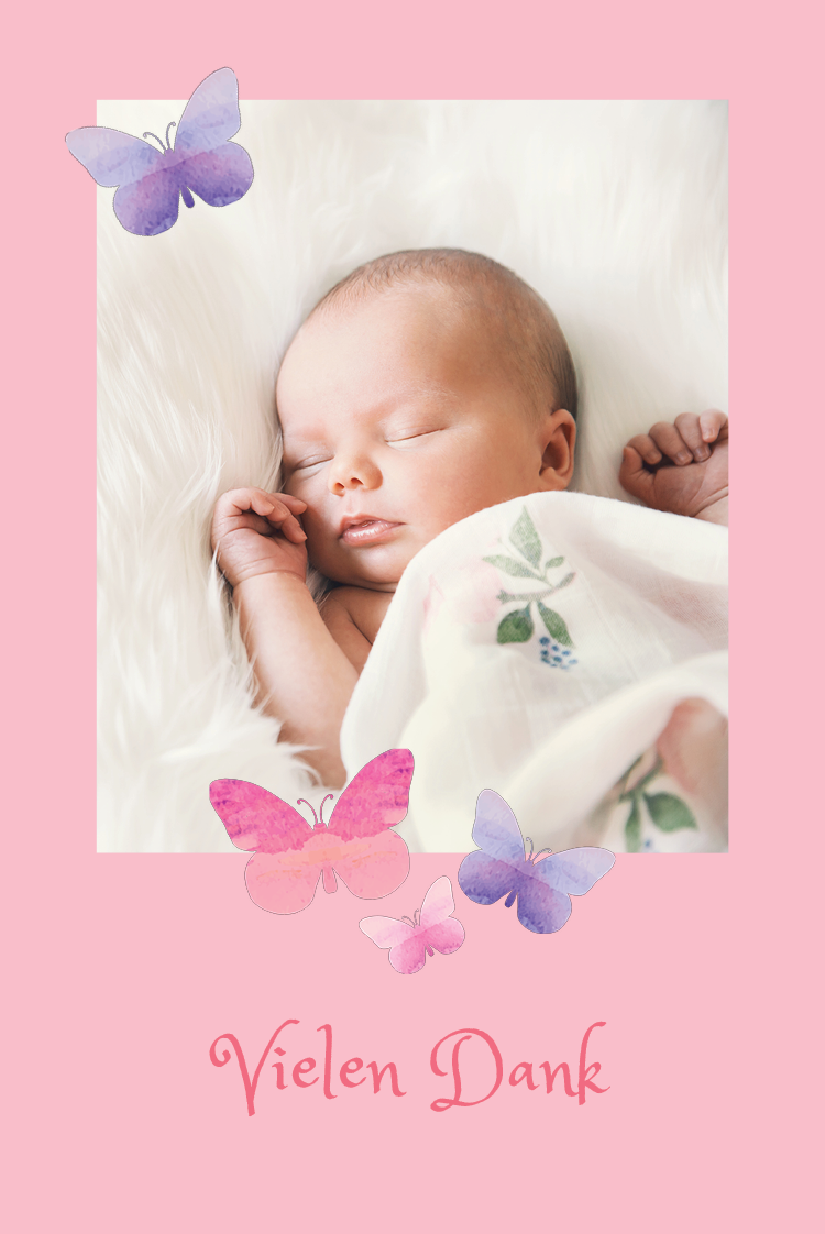 Dankeskarten — Wasserfarben-Schmetterlinge