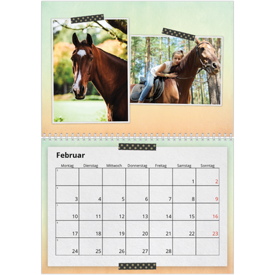Fotokalender A4 doppelt (30 x 40 cm) — Fotos mit Klebestreifen-Optik [Februar]