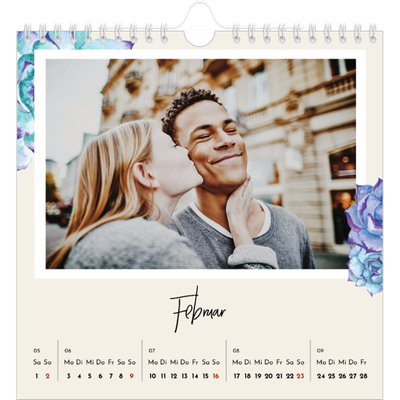 Jahreskalender Quadratisch — Gemalte Blumen [Februar]