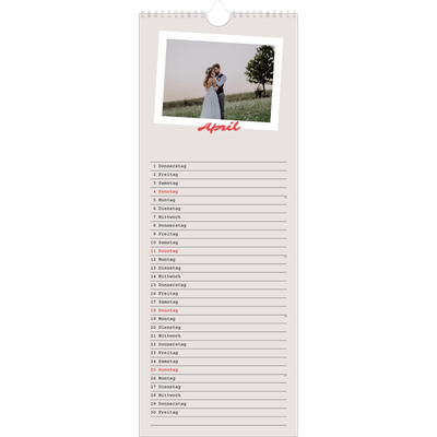 Küchenkalender  — Karminrote Signatur [April]
