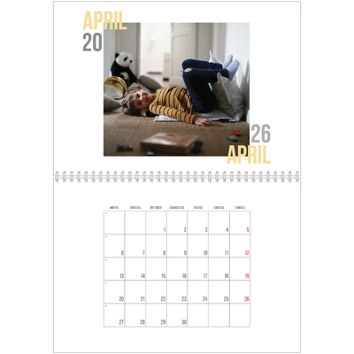 Fotokalender A4 doppelt (30 x 40 cm) — Doppelter Text [April]
