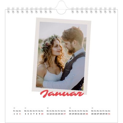 Jahreskalender Quadratisch — Karminrote Signatur [Januar]