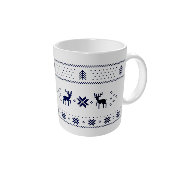 Tasse bedrucken — Weihnachtsstickerei blau