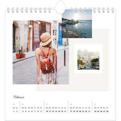 Jahreskalender Quadratisch — Sanfte Farbtöne [Februar]