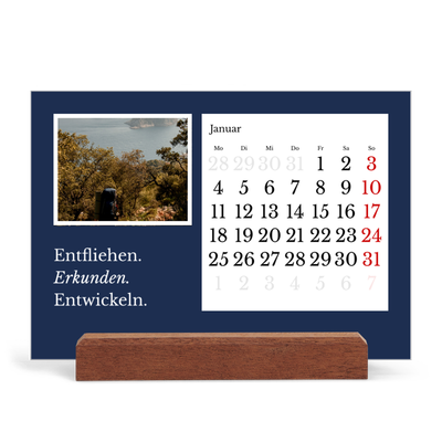 Tischkalender mit Holzfuß Querformat  — Redaktionelle Erde [Januar]