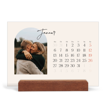 Tischkalender mit Holzfuß Querformat — Erinnerungsbogen