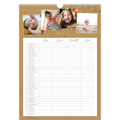 A3 Familienplaner — Warme Erdtöne - 4-köpfige Familie [deckblatt]