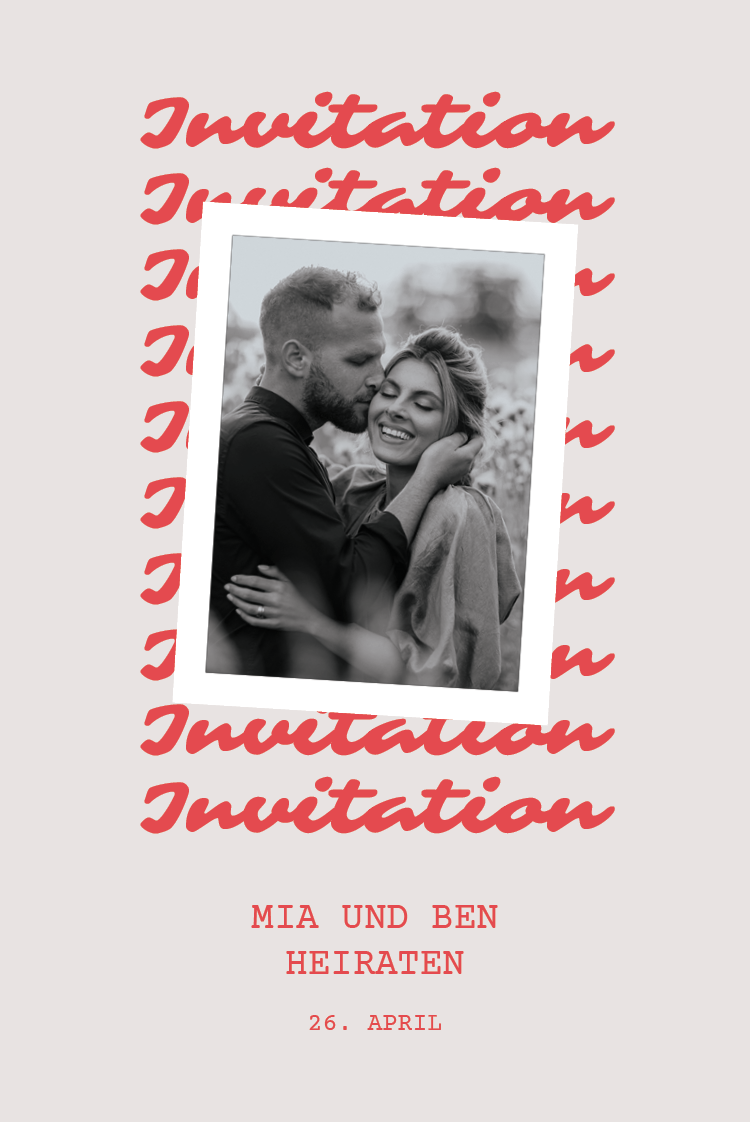 Einladungskarten — Karminrote Signatur