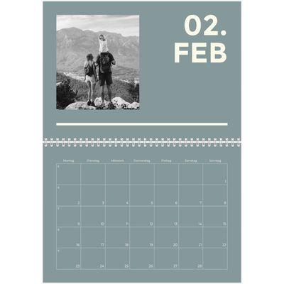 Fotokalender A4 doppelt (30 x 40 cm) — Modern und kräftig [Februar]