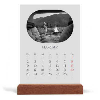 Tischkalender mit Holzfuß Hochformat  — Abenteuer-Route [Februar]