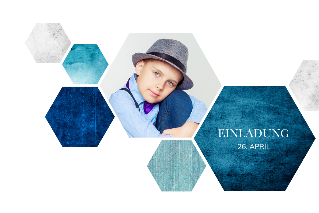 Einladungskarten — Ozean-Hexagons