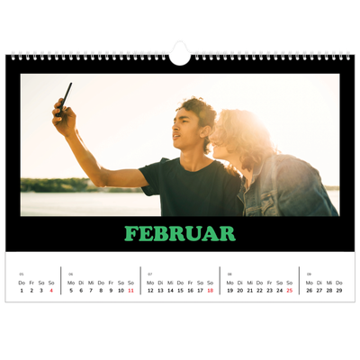 Fotokalender A3 — Bunte Schrift [Februar]