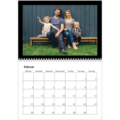 Fotokalender A4 doppelt (30 x 40 cm) — Schwarzer Rand oben [Februar]
