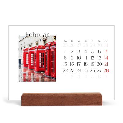 Tischkalender mit Holzfuß Querformat  — Mein Reisebericht [Februar]