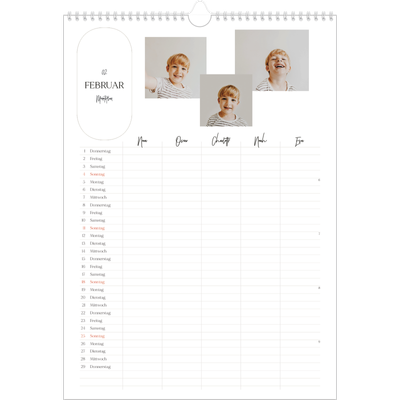 A3 Familienplaner — Große Pläne - 5-köpfige Familie [Februar]
