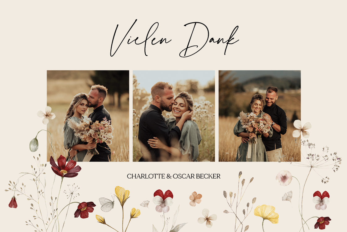 Dankeskarten — Natürliche Hochzeit