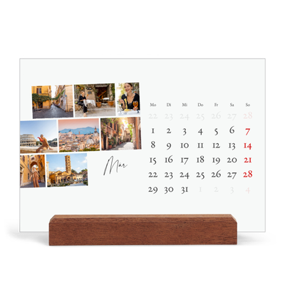 Tischkalender mit Holzfuß Querformat  — Städtereise [Marsch]