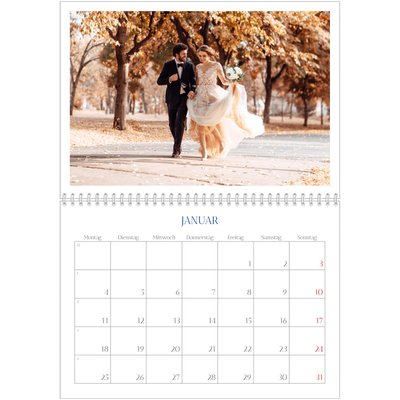 Fotokalender A4 doppelt (30 x 40 cm) — Kobalt Klassik [Januar]