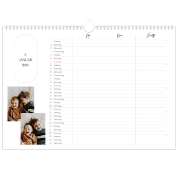 Fotokalender A3 — Große Pläne - 3-köpfige Familie