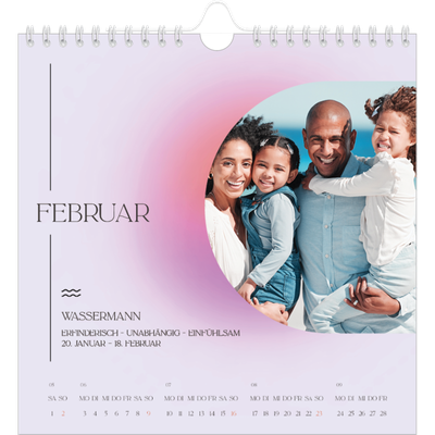 Jahreskalender Quadratisch — Astrologie Farbverlauf [Februar]