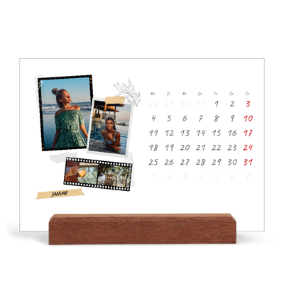 Tischkalender mit Holzfuß Querformat  — Scrapbook-Flair [Januar]