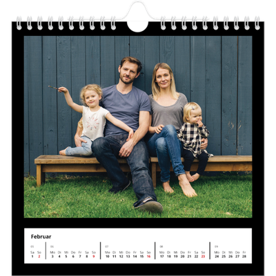 Jahreskalender Quadratisch — Schwarzer Rand oben [Februar]