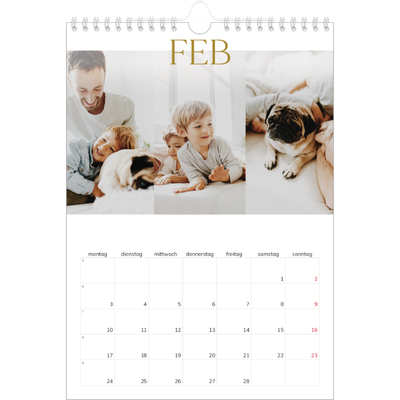 Fotokalender A4 (20 x 30 cm) — Großer goldener Text [Februar]