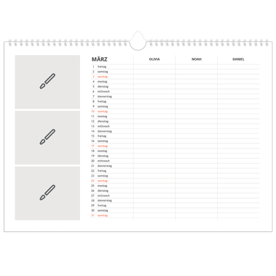 Family Planners A3 Landscape — Gestalte selbst - 3-köpfige Familie [Marsch]