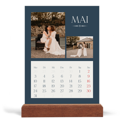Tischkalender mit Holzfuß Hochformat  — Schiefer und Serifen [deckblatt]