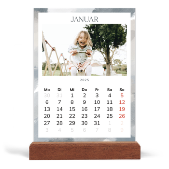 Tischkalender mit Holzfuß Hochformat — Farbpinsel-Effekt