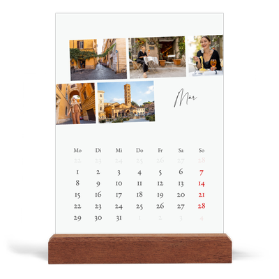 Tischkalender mit Holzfuß Hochformat  — Städtereise [Marsch]